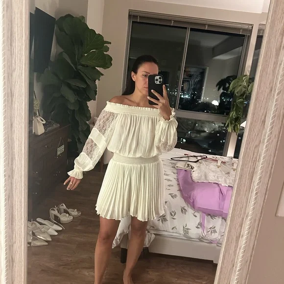 shoulder off dress for women Donna Long Off the Shoulder Illusion Sleeve Dress